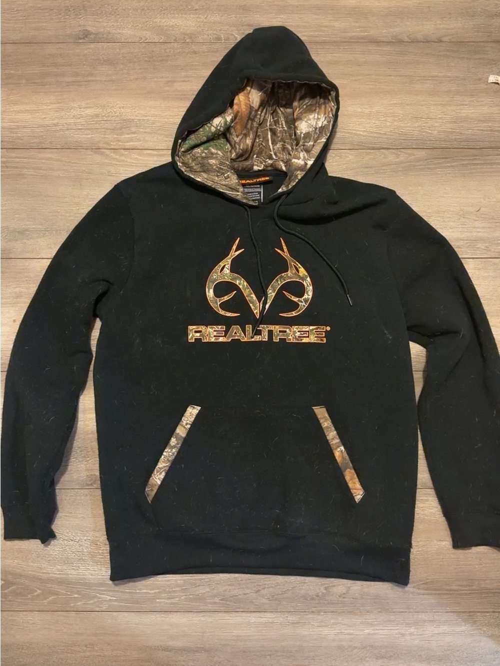 Realtree Black Pullover Hoodie with Camo Accents